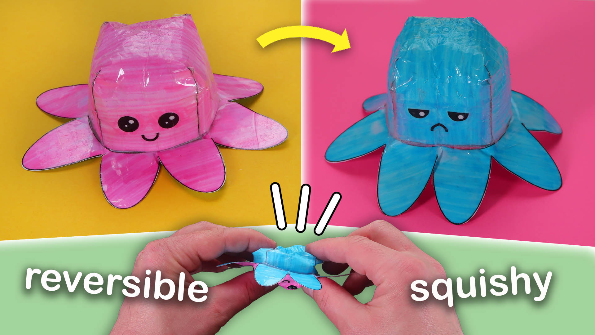 How to make Paper Squishy Flip Octopus - TurboFunCrafts